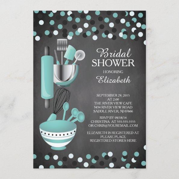 Modern Confetti Kitchen Bridal Shower Invitations