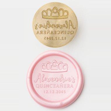Modern Crown Tiara Princess Name Quinceanera Wax Seal Stamp
