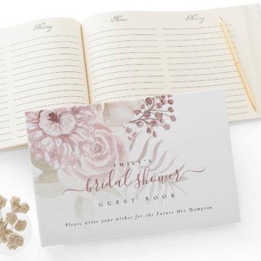 Modern Dusty Pink Florals Bridal Shower Guest Book