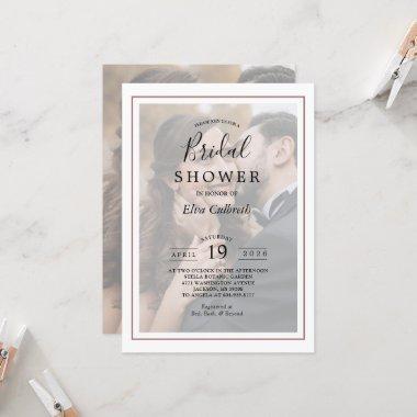 Modern Elegant Copper Rose Photo Bridal Shower Invitations