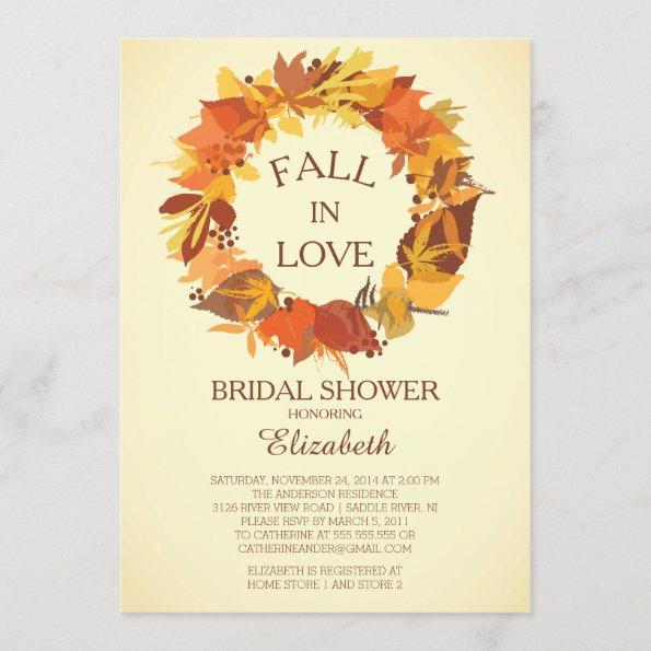 Modern Fall Autumn Wreath Bridal Shower Invitations
