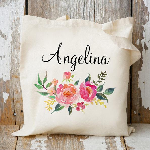 Modern Floral Bridesmaid Personalized-3 Tote Bag