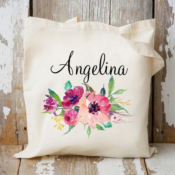 Modern Floral Bridesmaid Personalized-4 Tote Bag