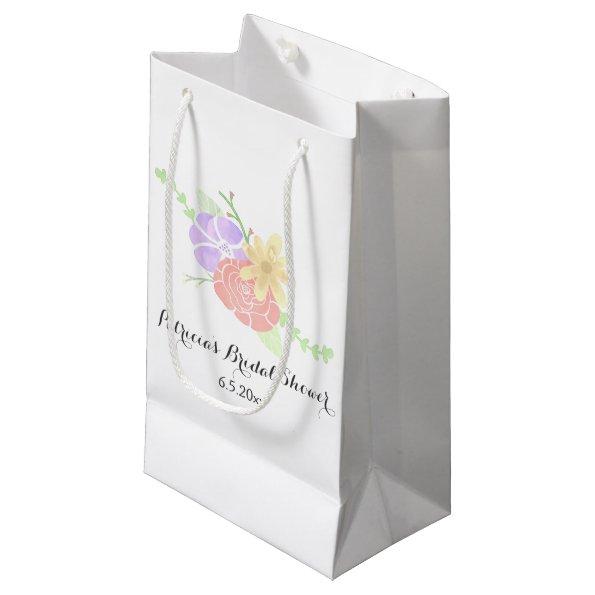 Modern Floral Watercolor Bridal Shower Small Gift Bag