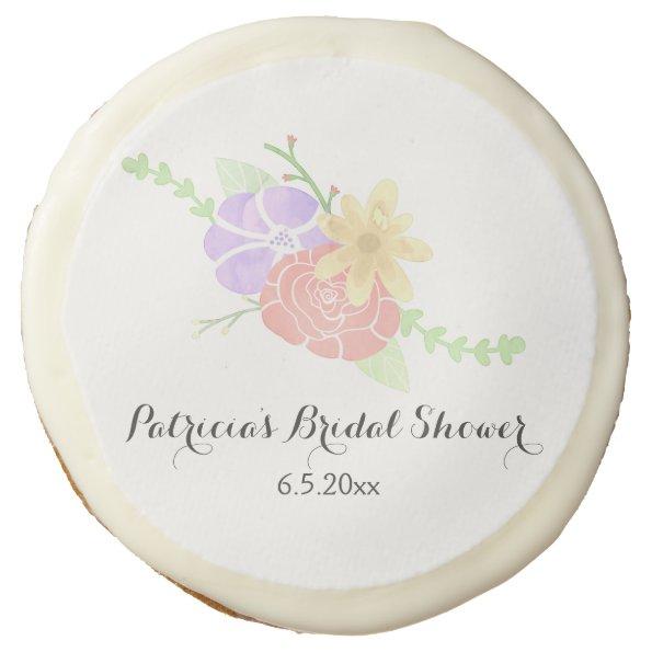 Modern Floral Watercolor Bridal Shower Sugar Cookie