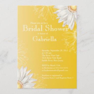 Modern Floral Yellow Daisy Bridal Shower Invitations