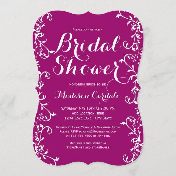 Modern Flourish Magenta Bridal Shower Invitations