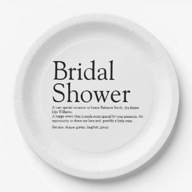 Modern Fun Bridal Shower Definition Paper Plates
