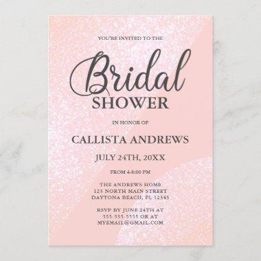 Modern Girly Pink Glitter Geometric Bridal Shower Invitations