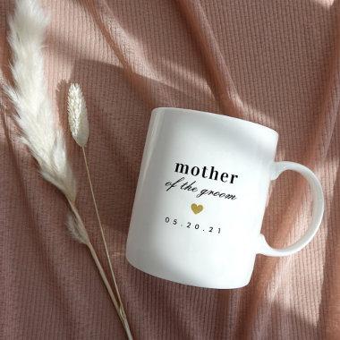 Modern Gold Heart Mother of the Groom Wedding Gift Two-Tone Coffee Mug