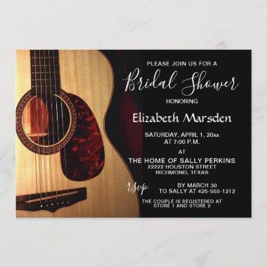 Modern Guitar Musical Hand Lettered Bridal Shower Invitations