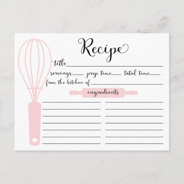 Modern Hand Lettered Pink Whisk Recipe Invitations