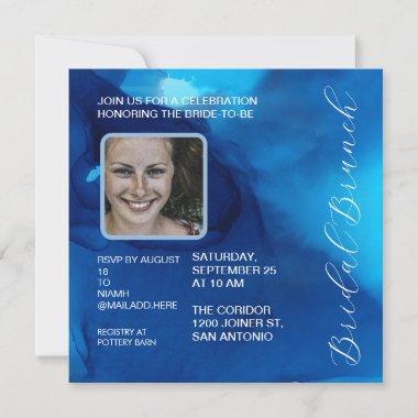Modern Ink Electric Blue Bridal Shower Invitations
