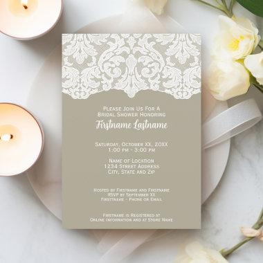 Modern Lace Bridal Shower or Engagement Party Invitations