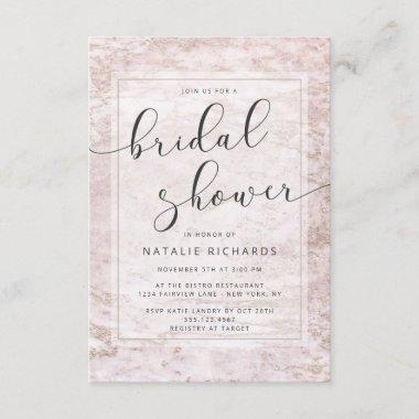Modern Marbles in Mauve Rose Gold Bridal Shower Invitations