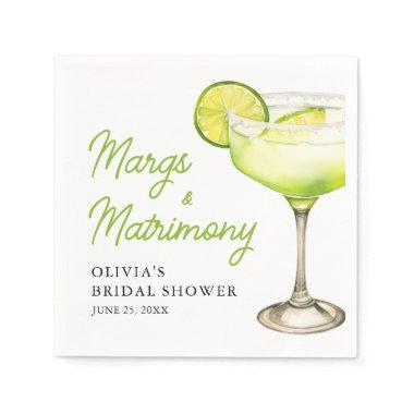 Modern Margs & Matrimony Cocktail Bridal Shower Napkins