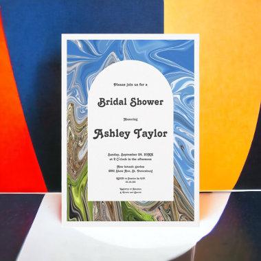 Modern Minimal Blue Sky Abstract Bridal Shower Invitations