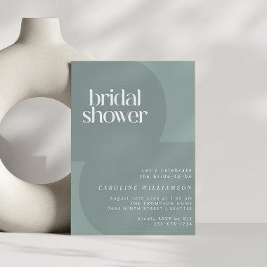 Modern Minimal Geometric Dusty Teal Bridal Shower Invitations