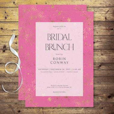 Modern Minimal Pink & Gold Glitter Bridal Brunch Invitations