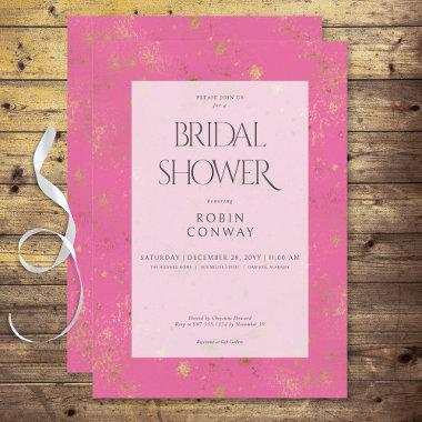 Modern Minimal Pink & Gold Glitter Bridal Shower Invitations