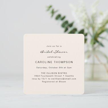 Modern Minimalist Bridal Shower Ivory Square Invitations