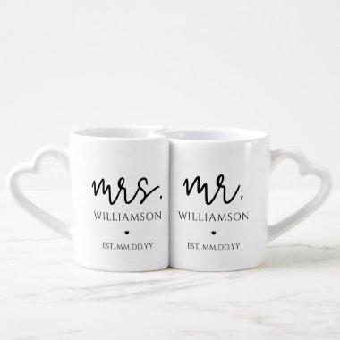 Modern Mr. & Mrs. Custom Wedding Bride Groom Coffee Mug Set