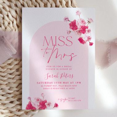 Modern Pink Bright Floral Bridal Shower Roses Invitations