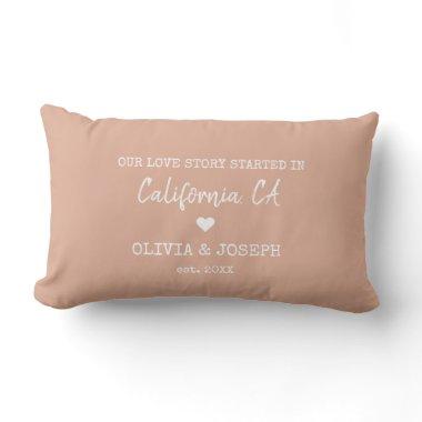 Modern Pink Custom Our Love Story Valentine's Day Lumbar Pillow