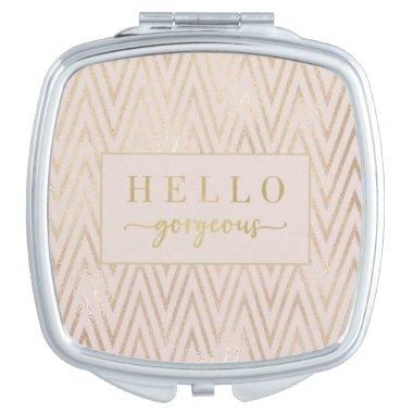 Modern Pink Gold Hello Gorgeous Bridal Shower Gift Compact Mirror