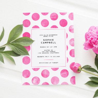 Modern Pretty in Pink Polka Dot Bridal Shower Invitations