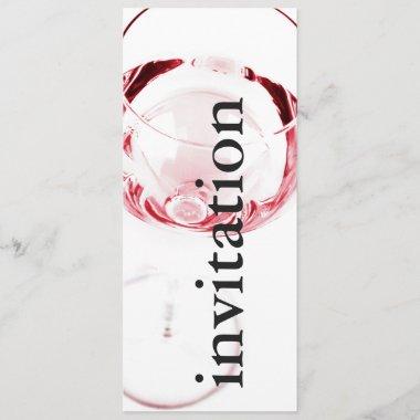 modern red wine glass - winetasting bridal shower Invitations