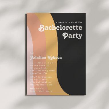 Modern Retro 70's Rainbow Dark Bachelorette Party Invitations