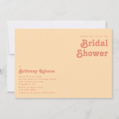 Modern Retro Orange Cream horizontal Bridal Shower Invitations