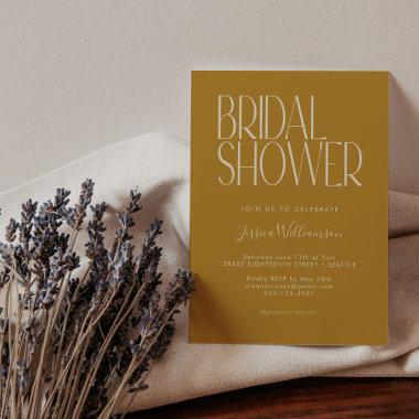 Modern Retro Typography Yellow Bridal Shower Invitations