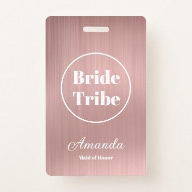 Modern Rose Gold Bride Tribe Bachelorette Badge