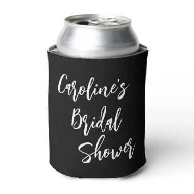 Modern Script Bridal Shower Custom Black Can Cooler