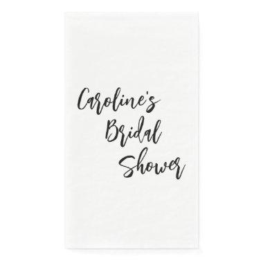 Modern Script Bridal Shower Custom White Paper Guest Towels
