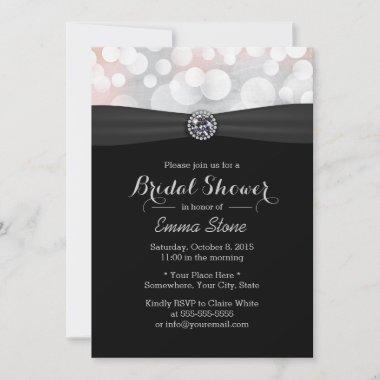 Modern Silver & Black Diamond Bridal Shower Invitations