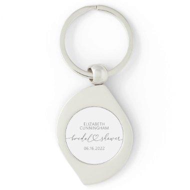 Modern Simple Elegant Minimal Heart Bridal Shower Keychain