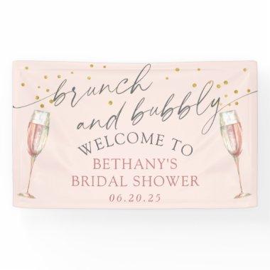 Modern simple pink brunch and bubbly bridal shower banner