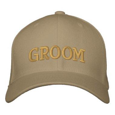 Modern Simple Team Groom Typography Engagement Embroidered Baseball Cap