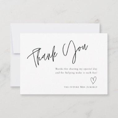 Modern Simple White Bridal Shower Thank You Invitations