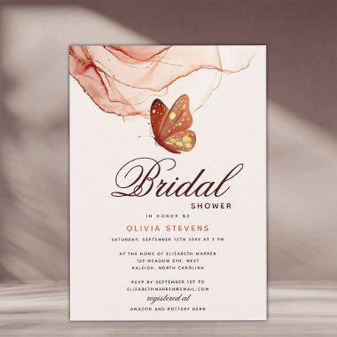 Modern Terracotta Gold Butterfly Bridal Shower Invitations