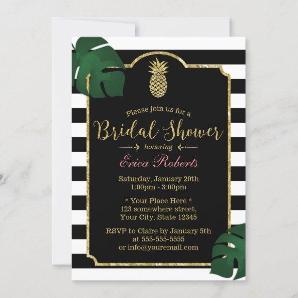 Modern Tropical Pineapple Hawaiian Bridal Shower Invitations