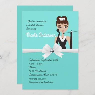 Modern Turquoise Engagement Chic Bridal Shower Invitations