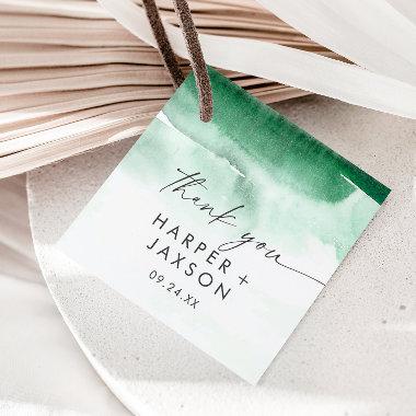 Modern Watercolor | Green Thank You Favor Tags