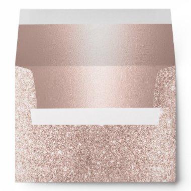 Modern Wedding Blush Rose Gold Glitter  Envelope