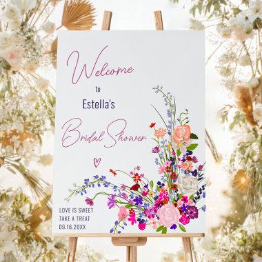 Modern wild flowers script bridal shower welcome foam board