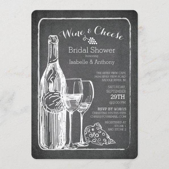 Modern Wine & Cheese Bridal Shower Invitations