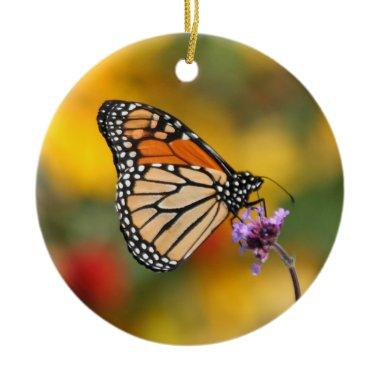 Monarch Butterfly In Search of Pollen Ceramic Ornament